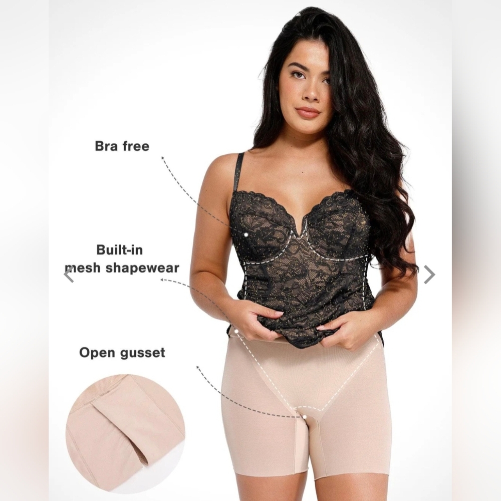 Sold Popilush Built in Shapewear Lace Midi Dress #1238 - Picture 8 of 14